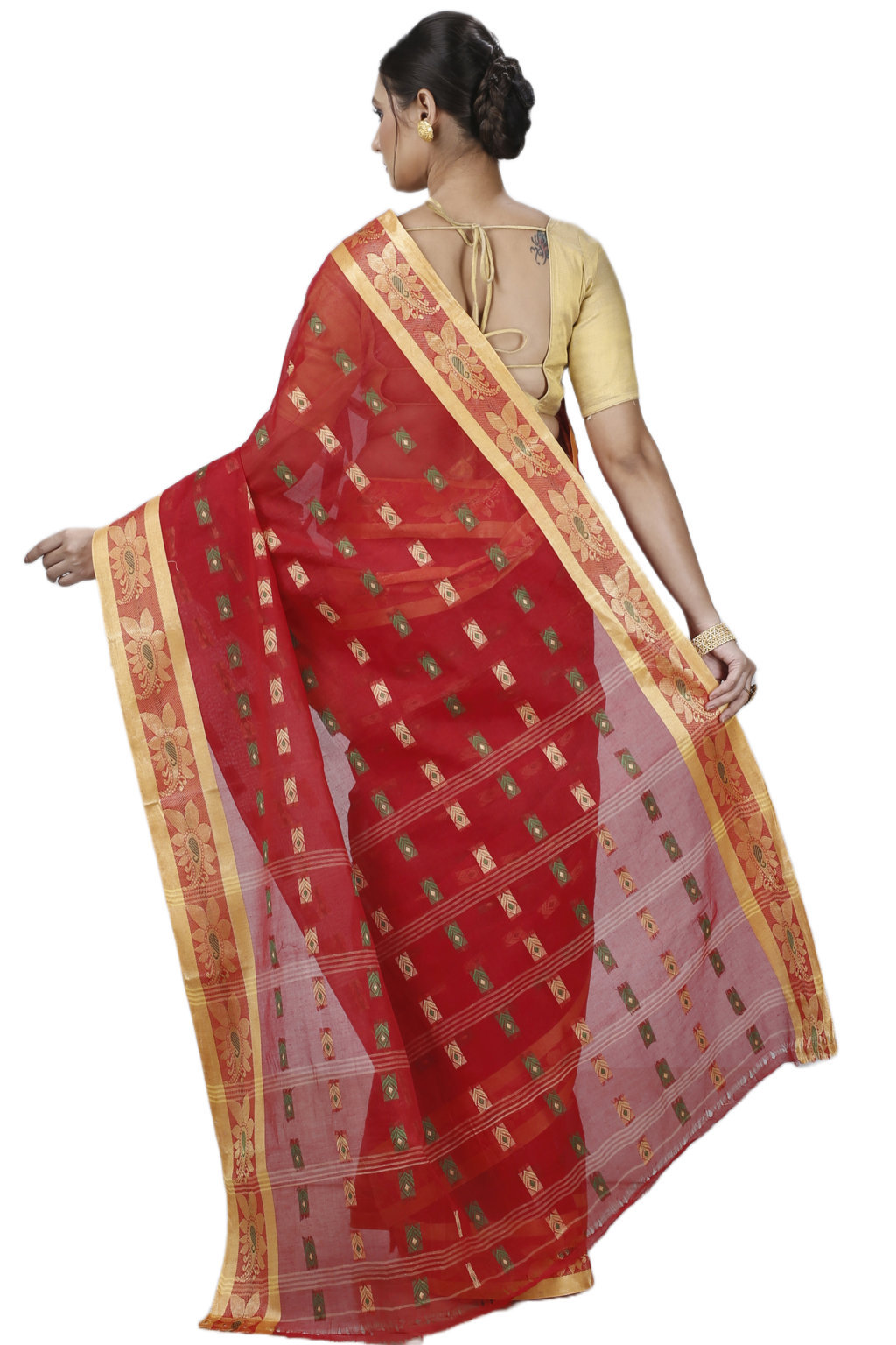 Red Pure Cotton Udaya Tant Saree (1148)